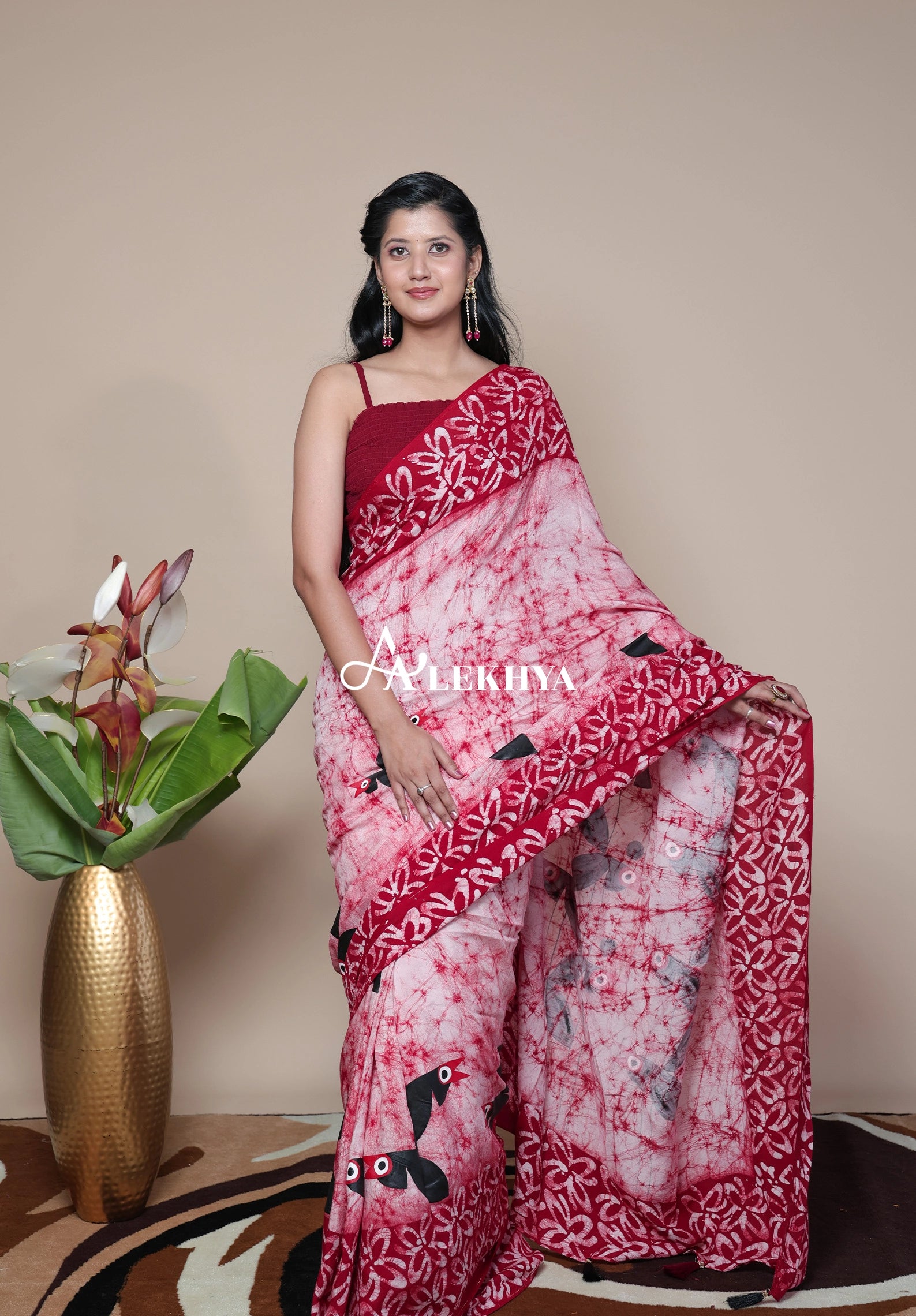 Red batik Signature- Handcrafted Muslin Silk