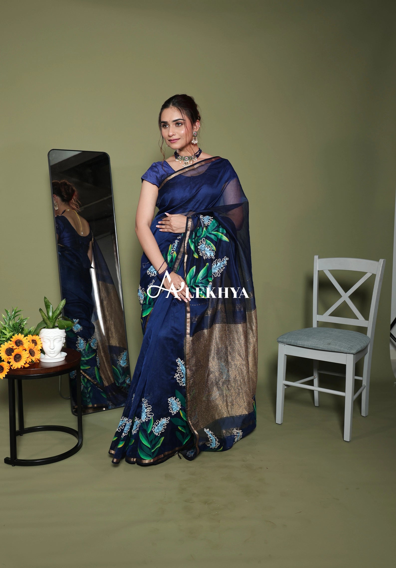 Botanical Threadwork - Maheshwari Woven Grace