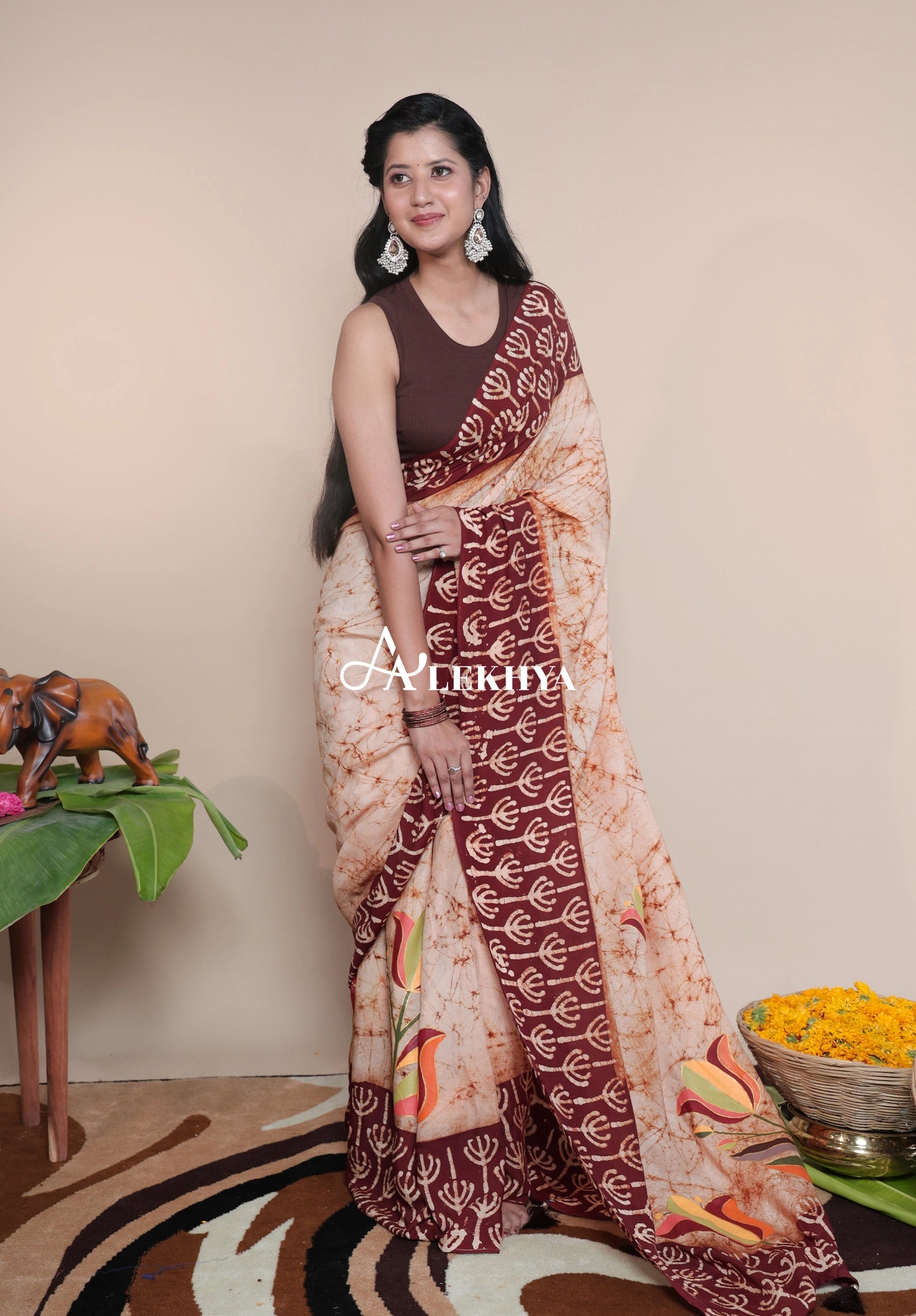 Brown Batik signature - Handcrafted Muslin Silk