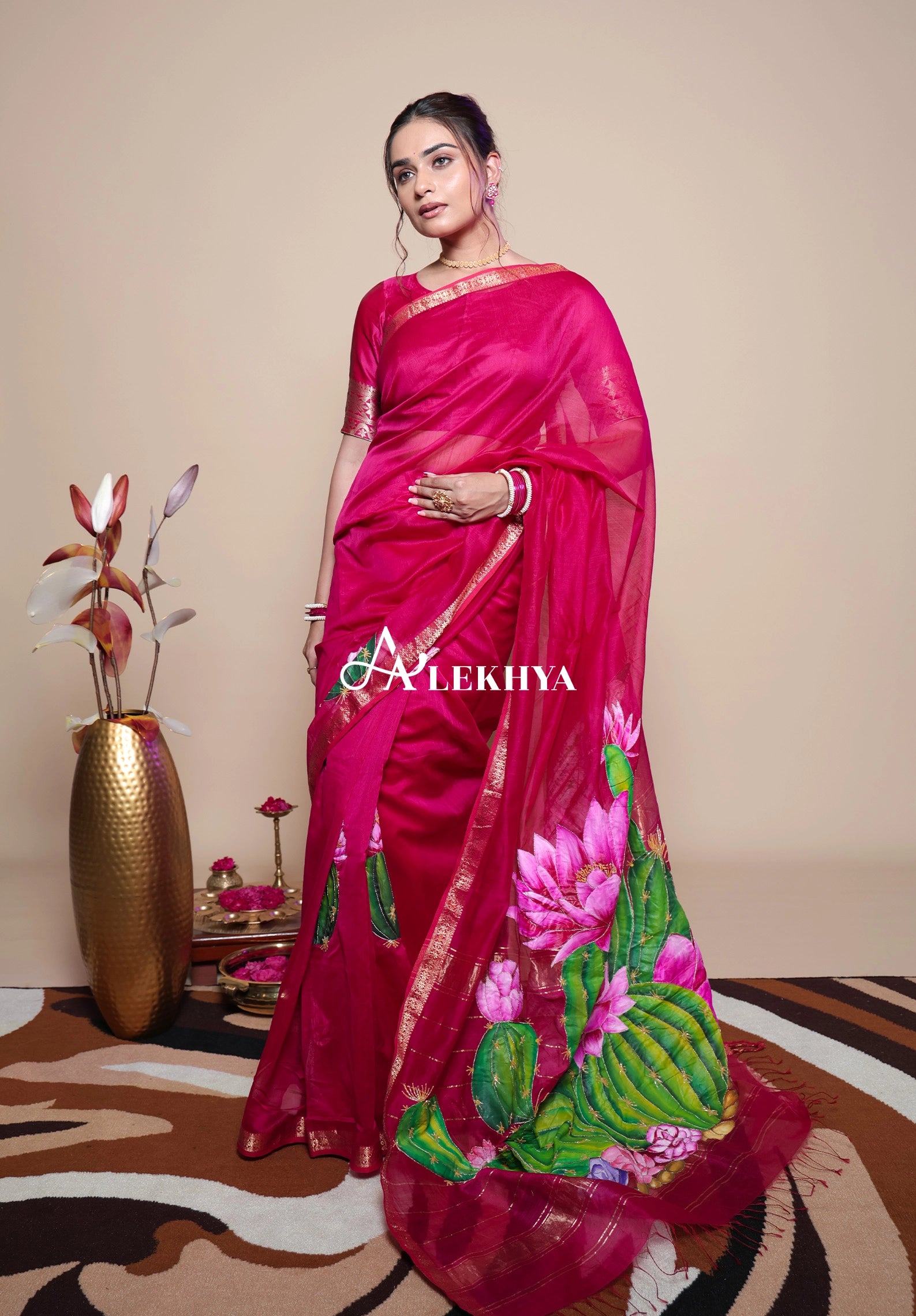 Desert Bloom-Maheshwari Handloom Saree