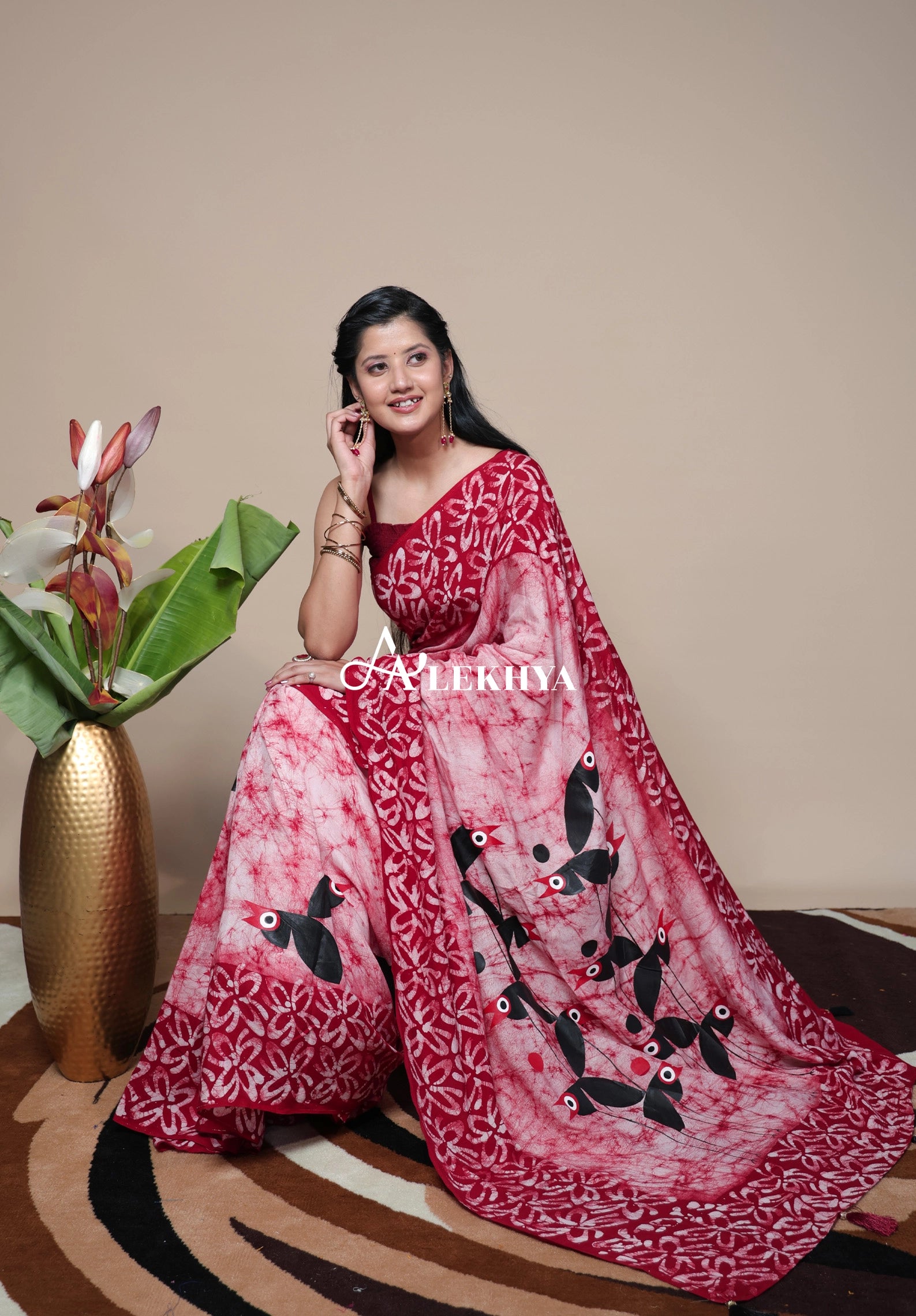 Red batik Signature- Handcrafted Muslin Silk