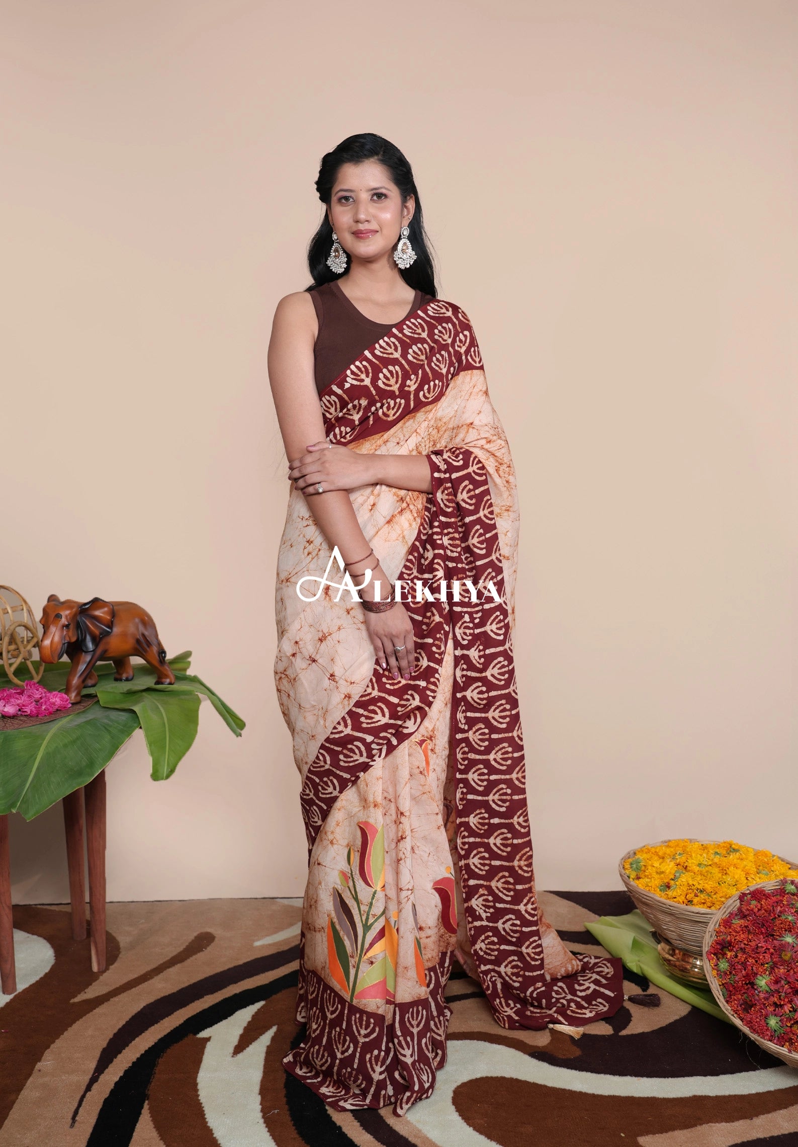 Brown Batik signature - Handcrafted Muslin Silk