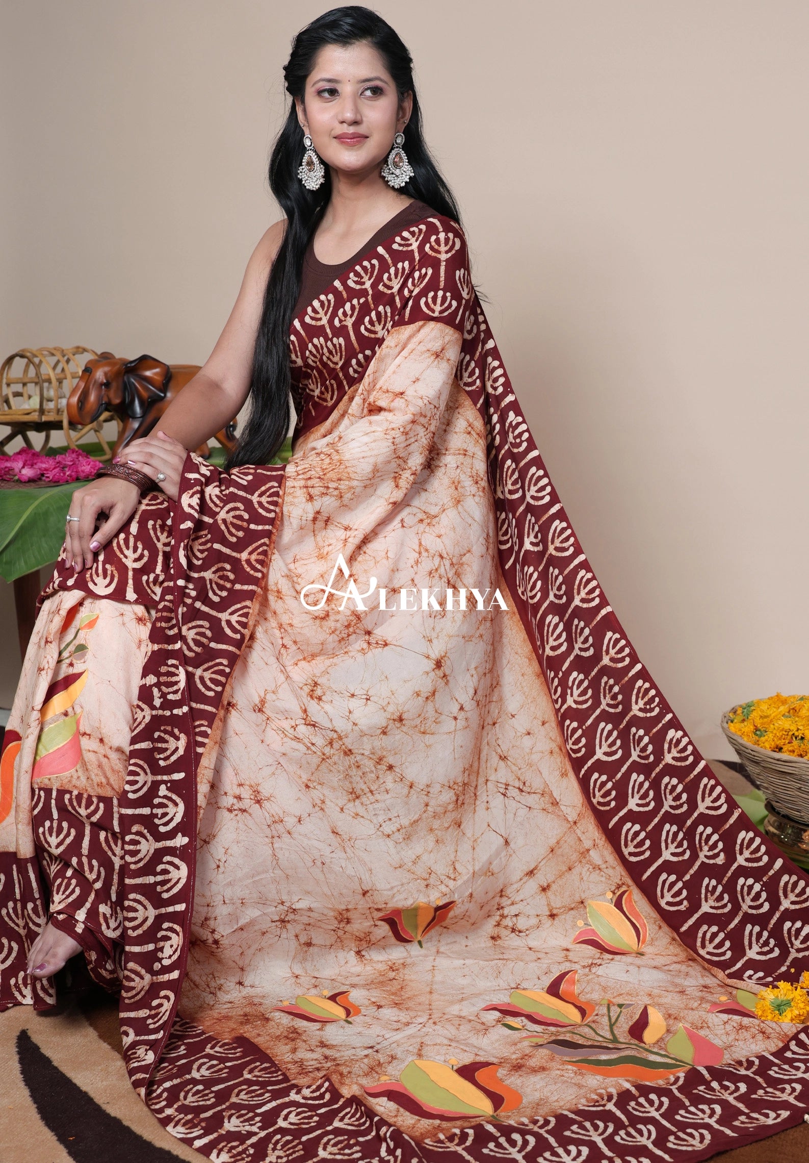 Brown Batik signature - Handcrafted Muslin Silk