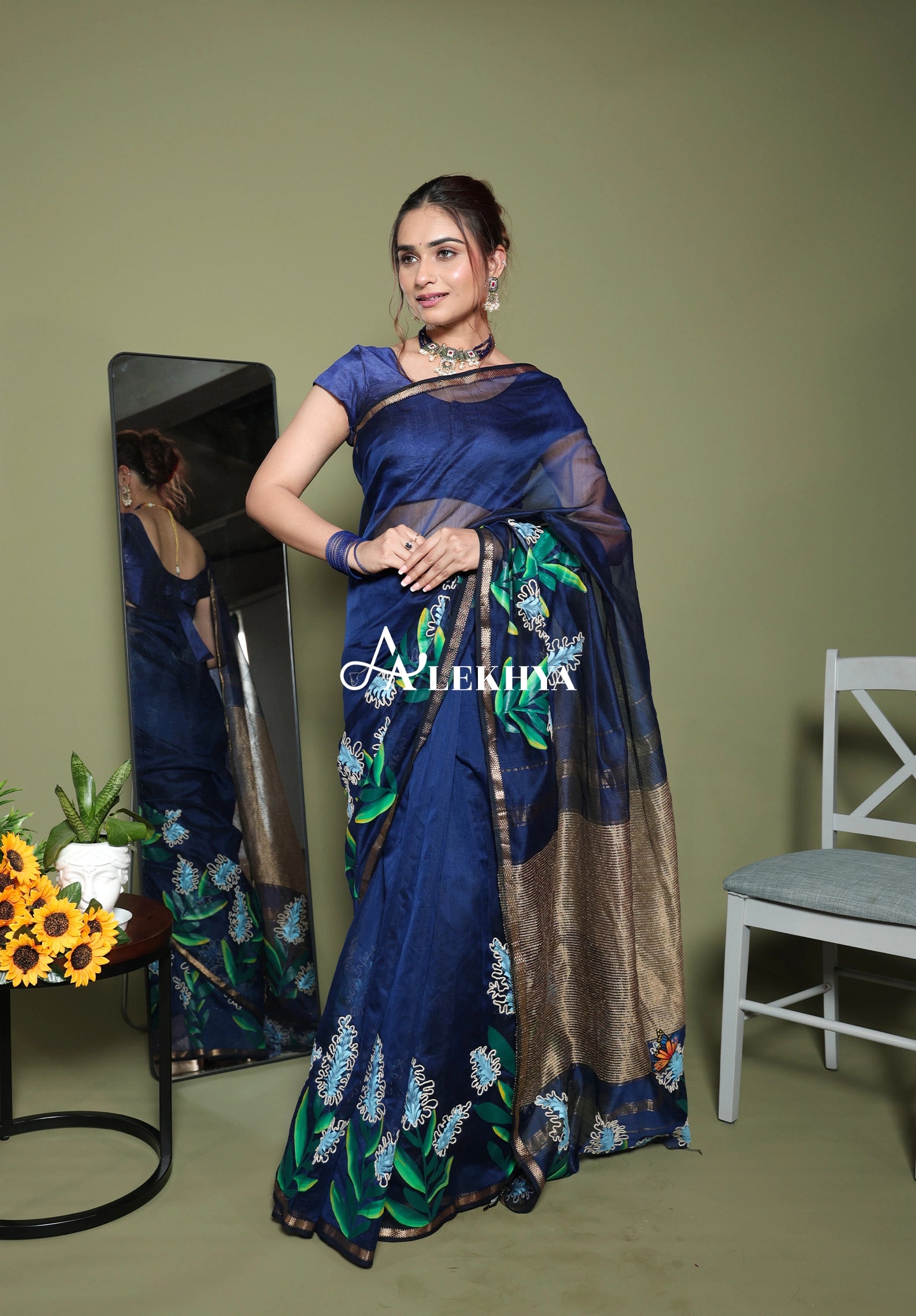 Botanical Threadwork - Maheshwari Woven Grace