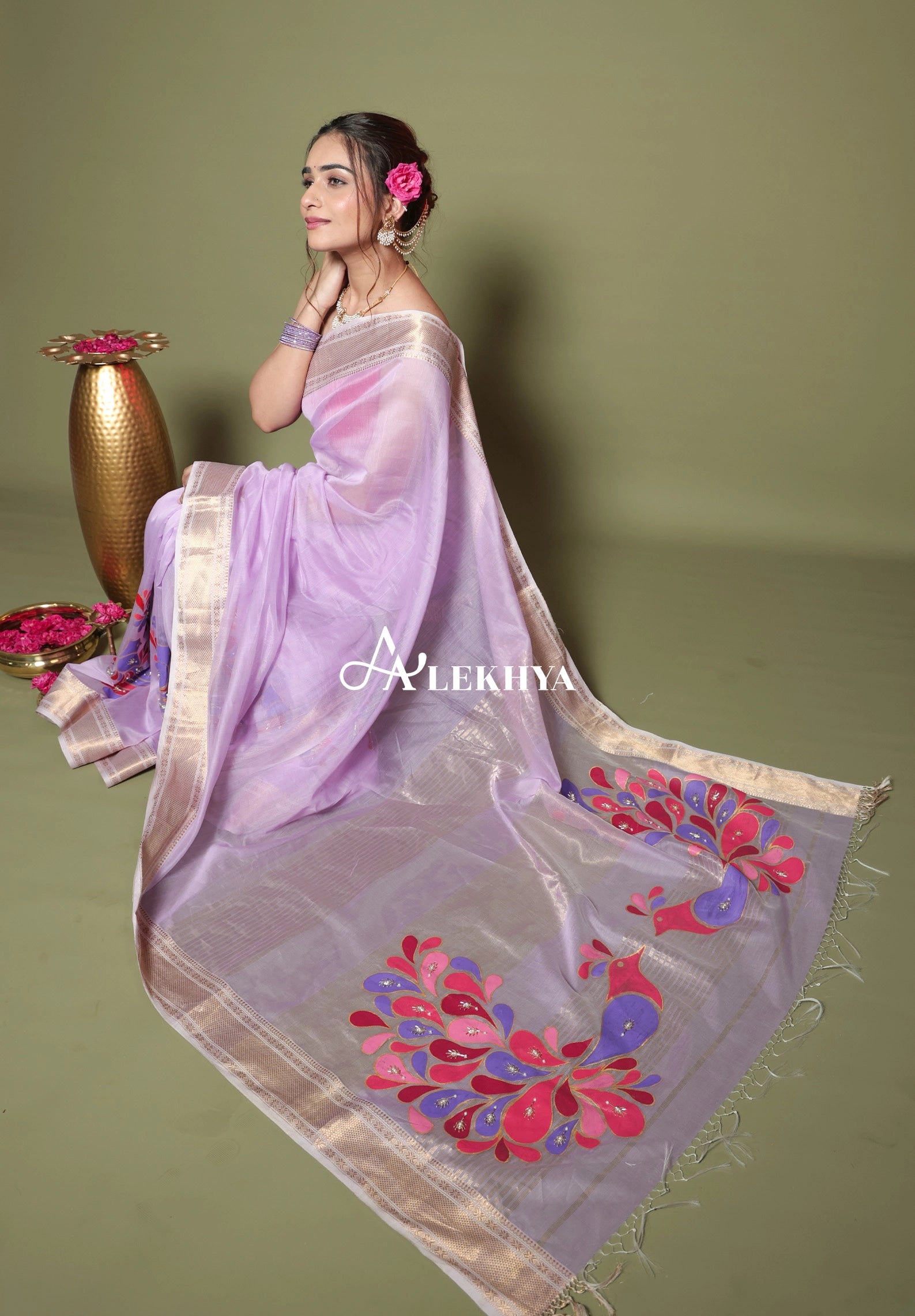Noor-e-Mayur - Maheshwari Handloom Saree