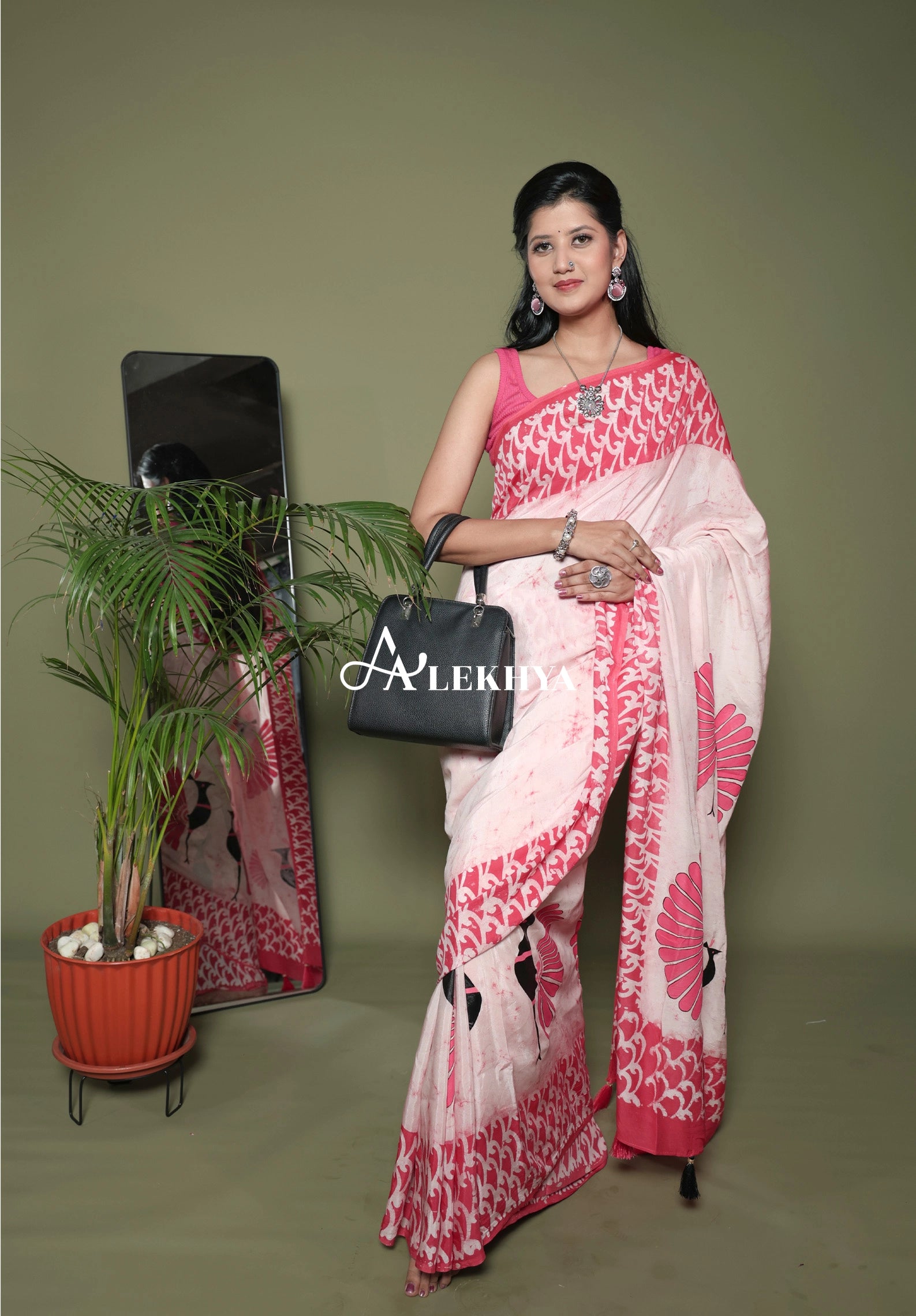 Pink batik Signature — Handcrafted Muslin Silk