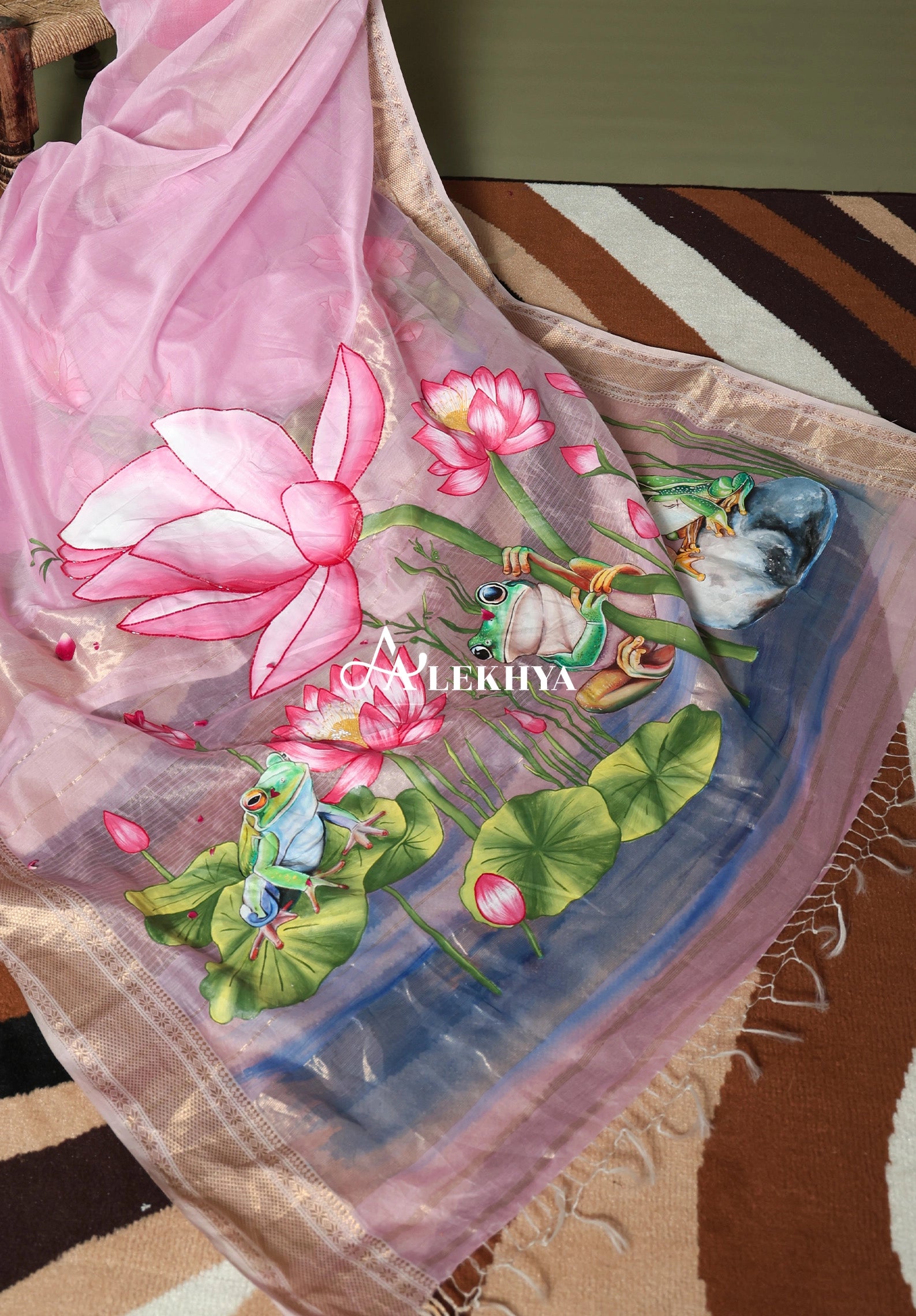 Frolic Frog - Maheshwari Handloom Saree