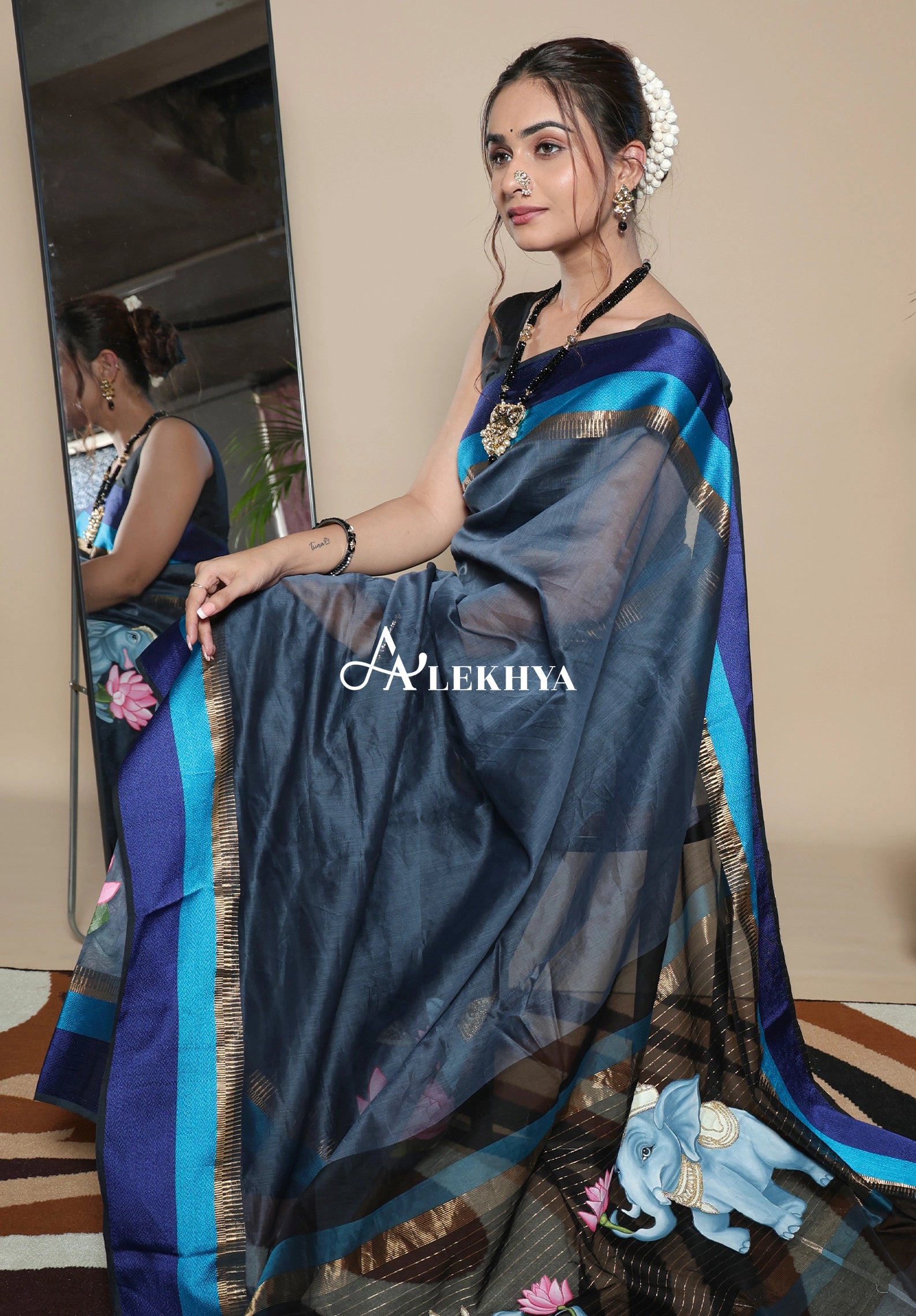 Bal Gajraj- Painted Stories Maheshwari Saree
