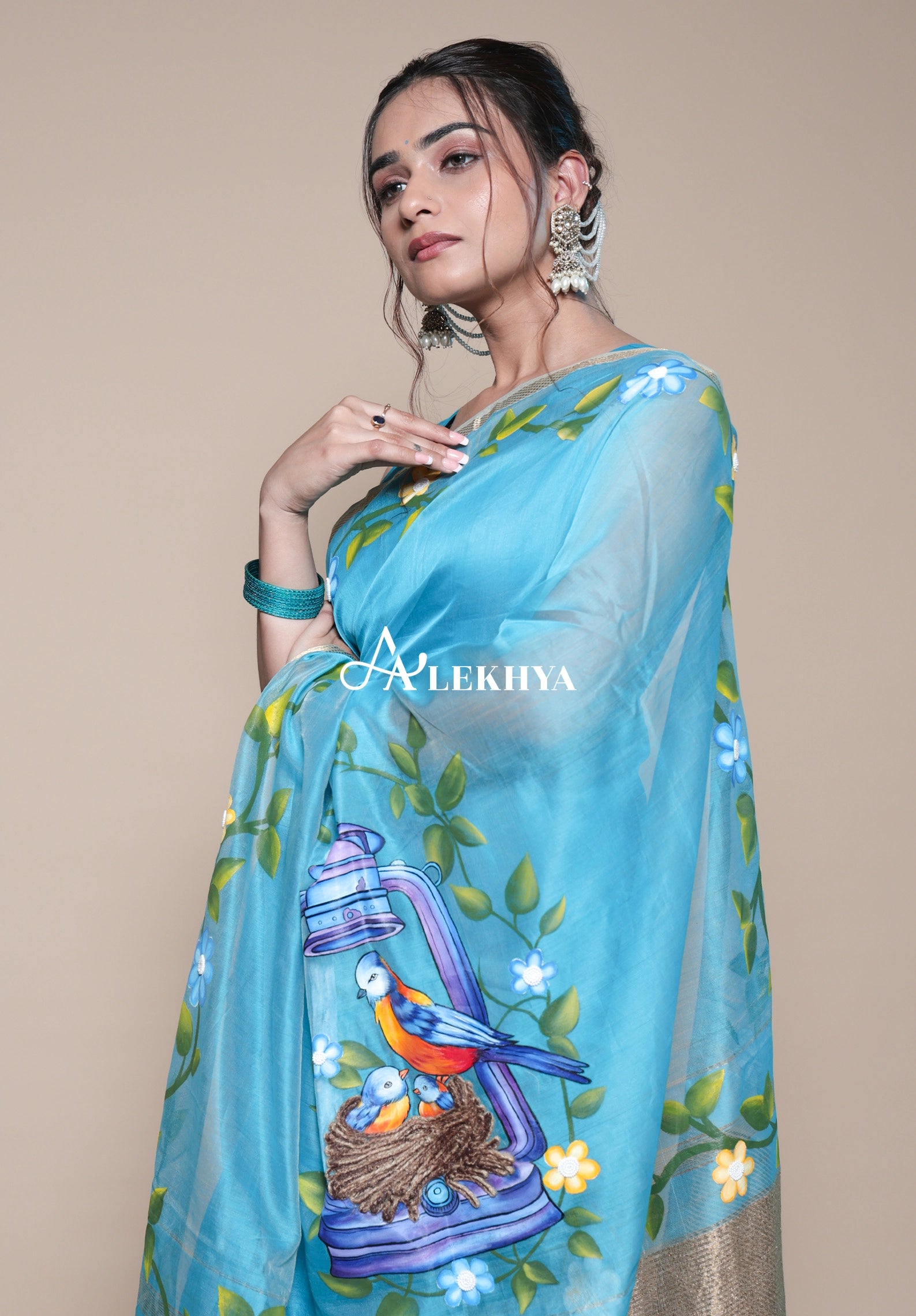 Handwoven Nest Elegance- Maheshwari Saree