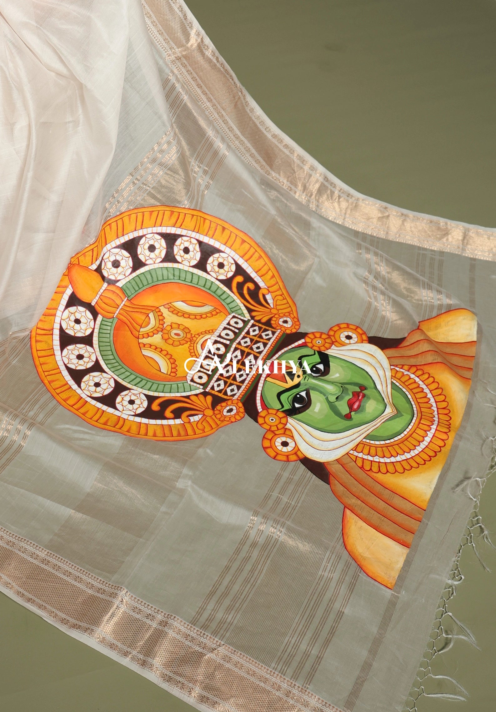 Kathakali Radiance – painted stories maheshwari woven grace