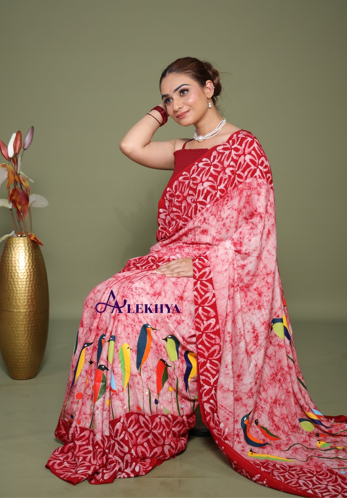 Avian Symphony – Artisanal Batik - Handcrafted Muslin Silk