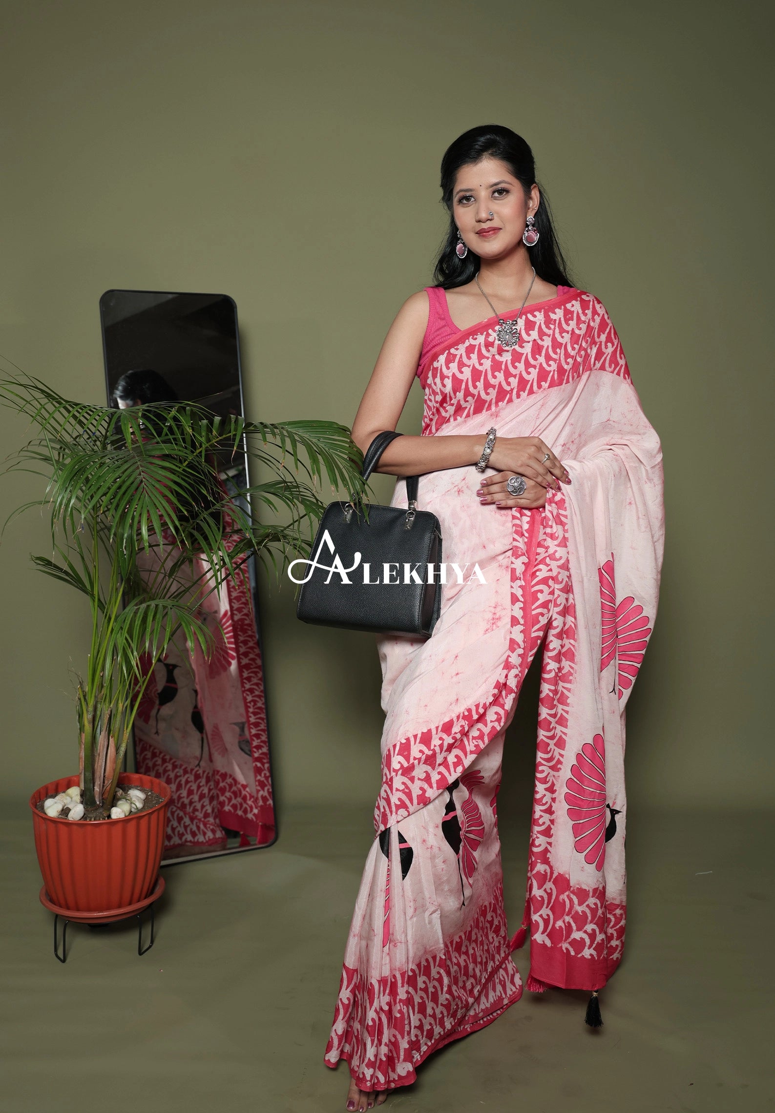 Pink batik Signature — Handcrafted Muslin Silk