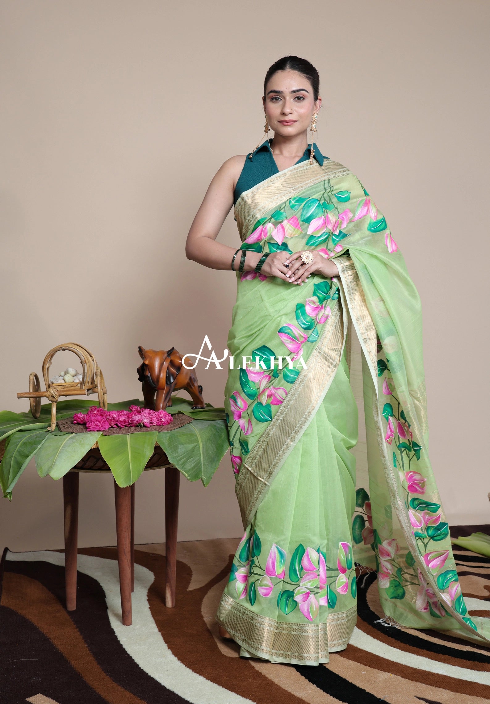 Colourful Garden Grace – Maheshwari Handloom Saree