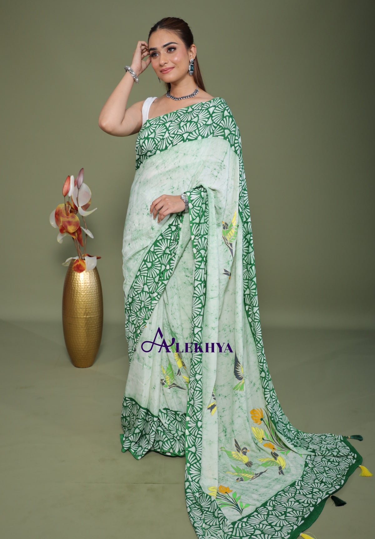 Verdant Flight – Batik Signature – Handcrafted Muslin Silk