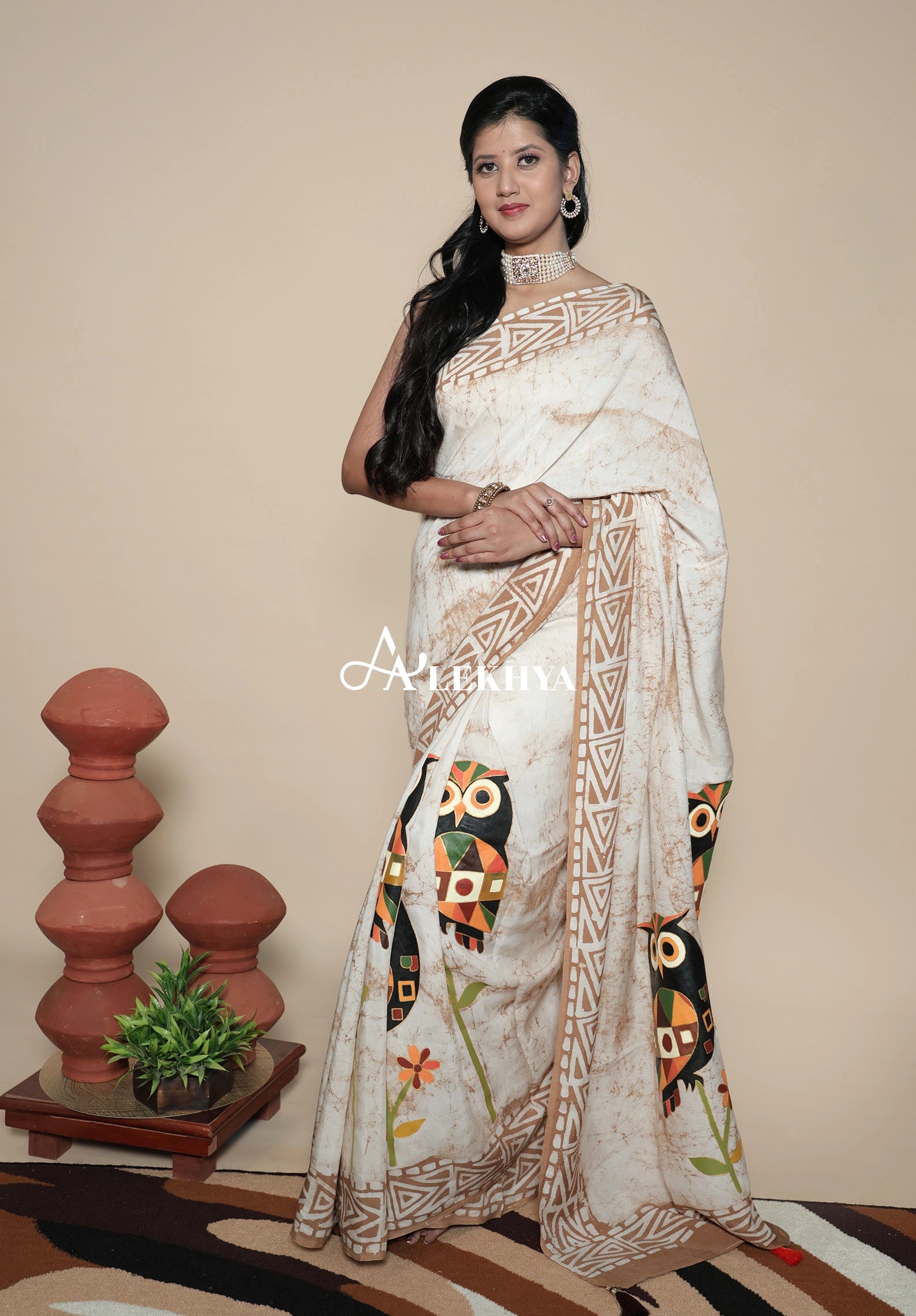 Cream batik  Signature — Handcrafted Muslin Silk