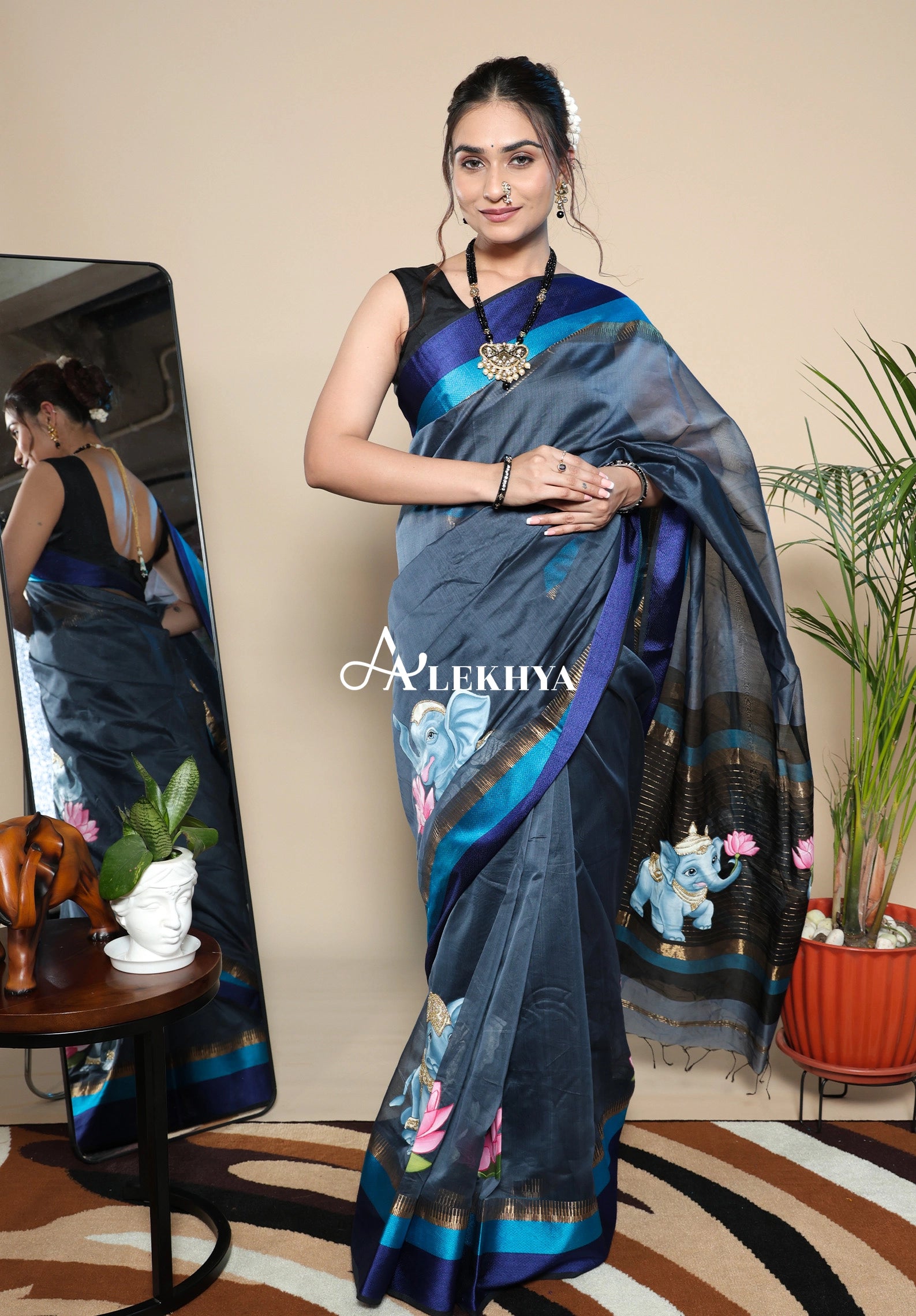 Bal Gajraj- Painted Stories Maheshwari Saree