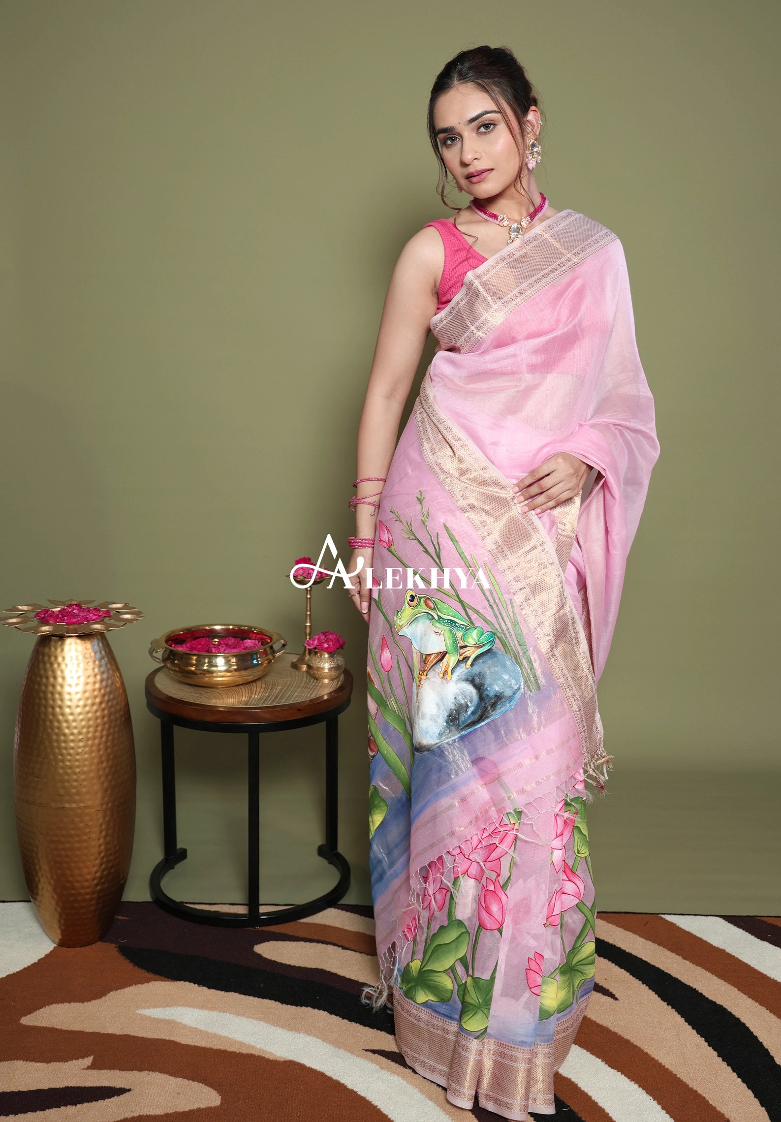 Frolic Frog - Maheshwari Handloom Saree