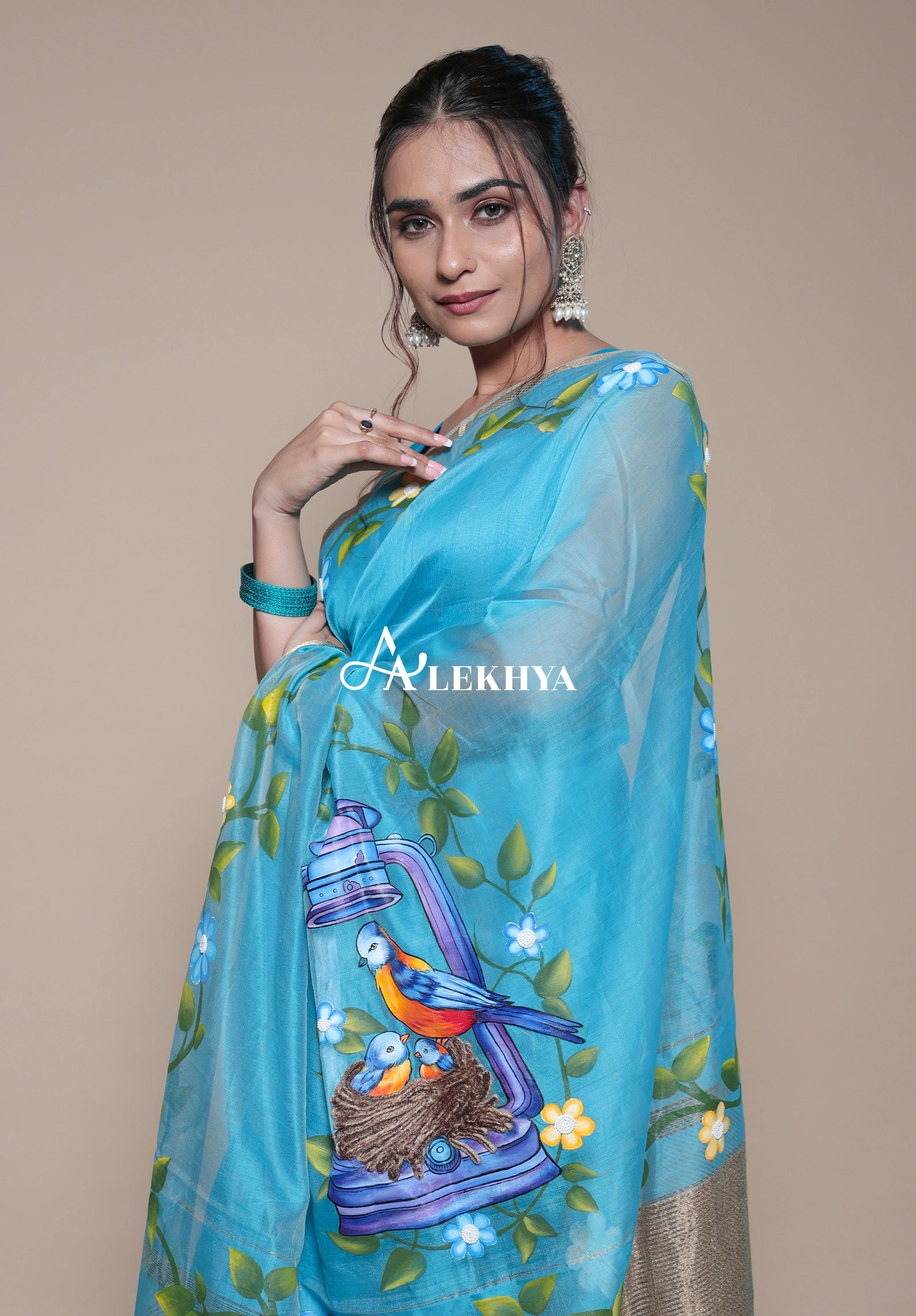 Handwoven Nest Elegance- Maheshwari Saree