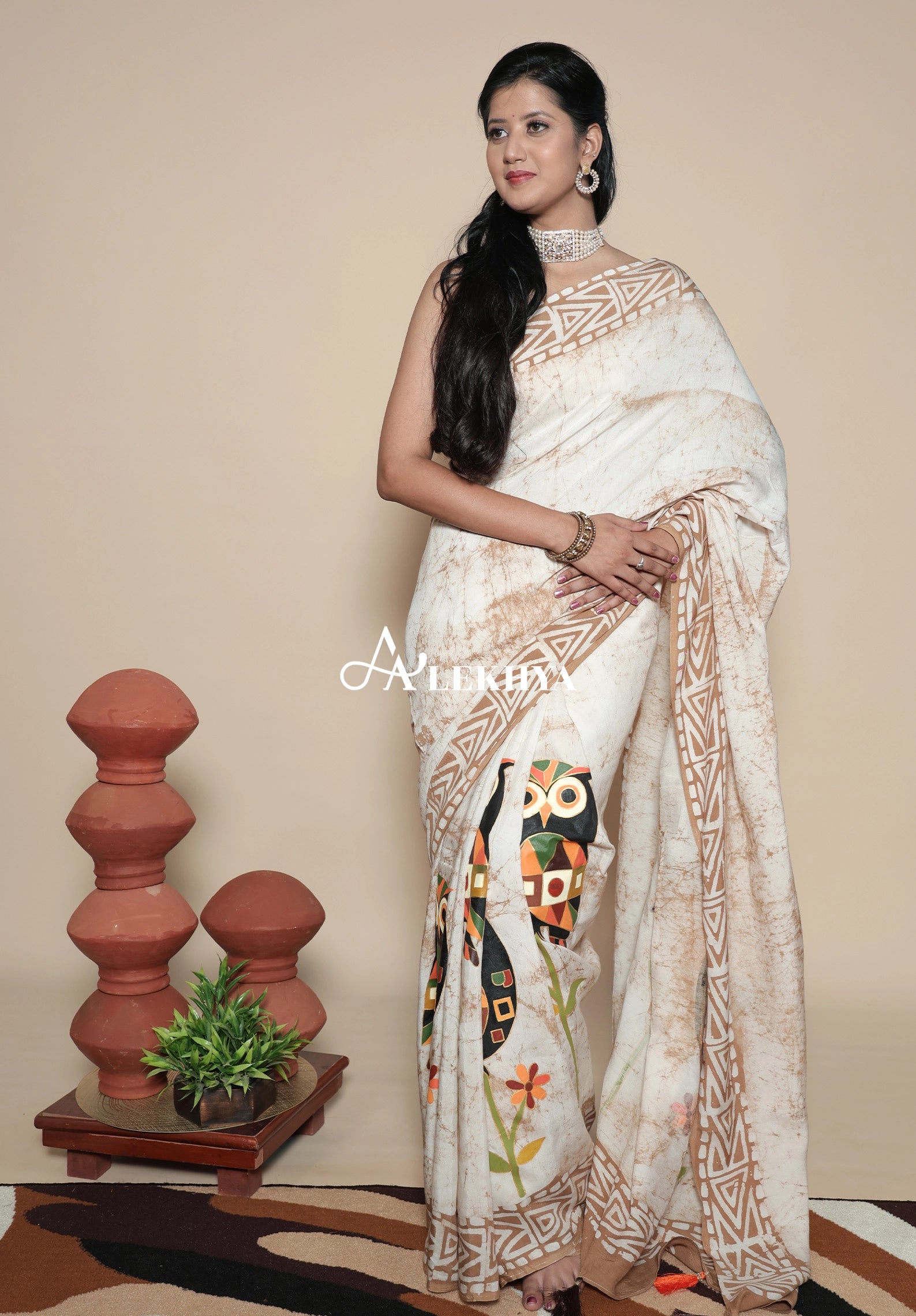 Cream batik  Signature — Handcrafted Muslin Silk