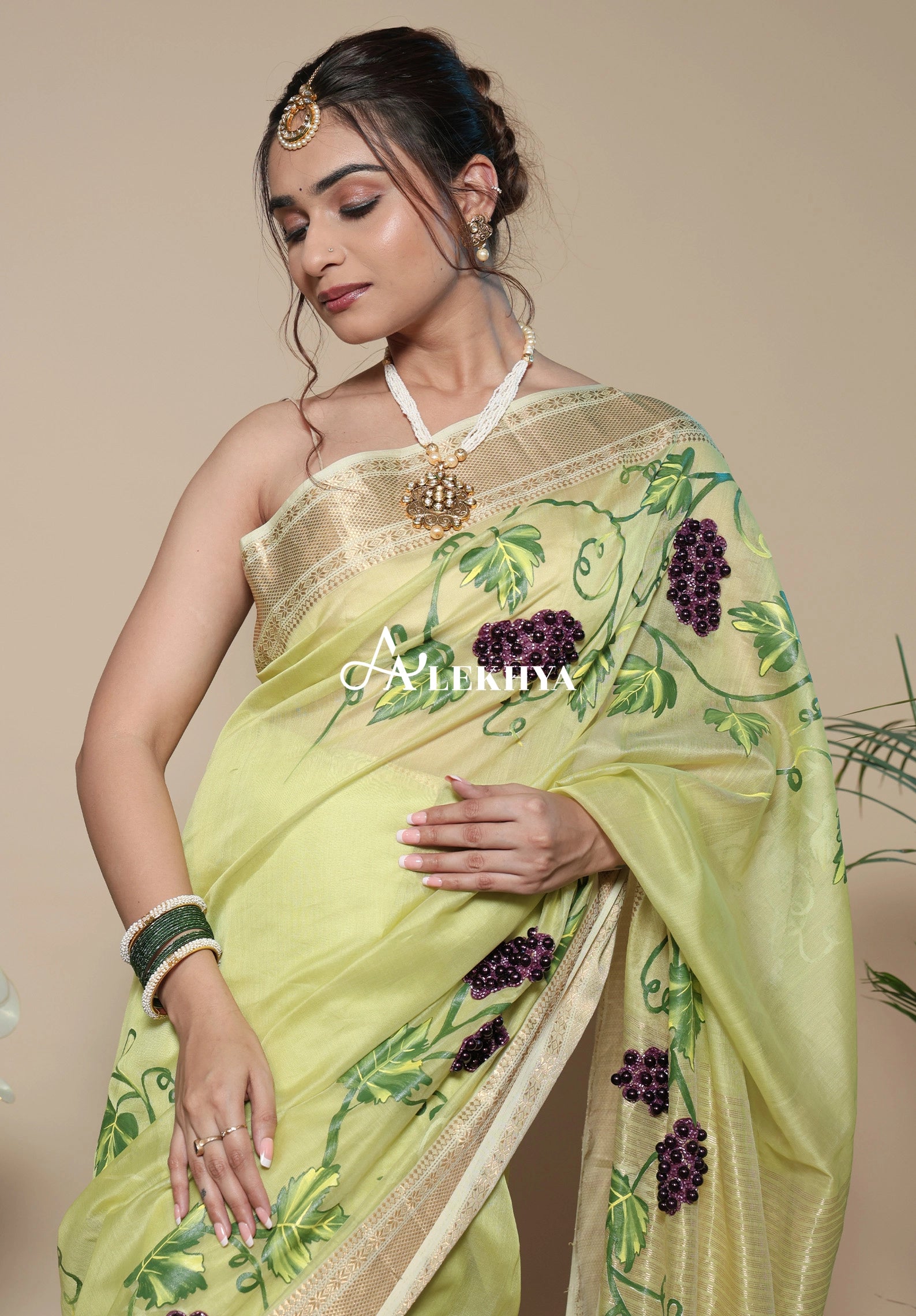 Grape Vine - Painted Stories Maheshwari Woven Grace