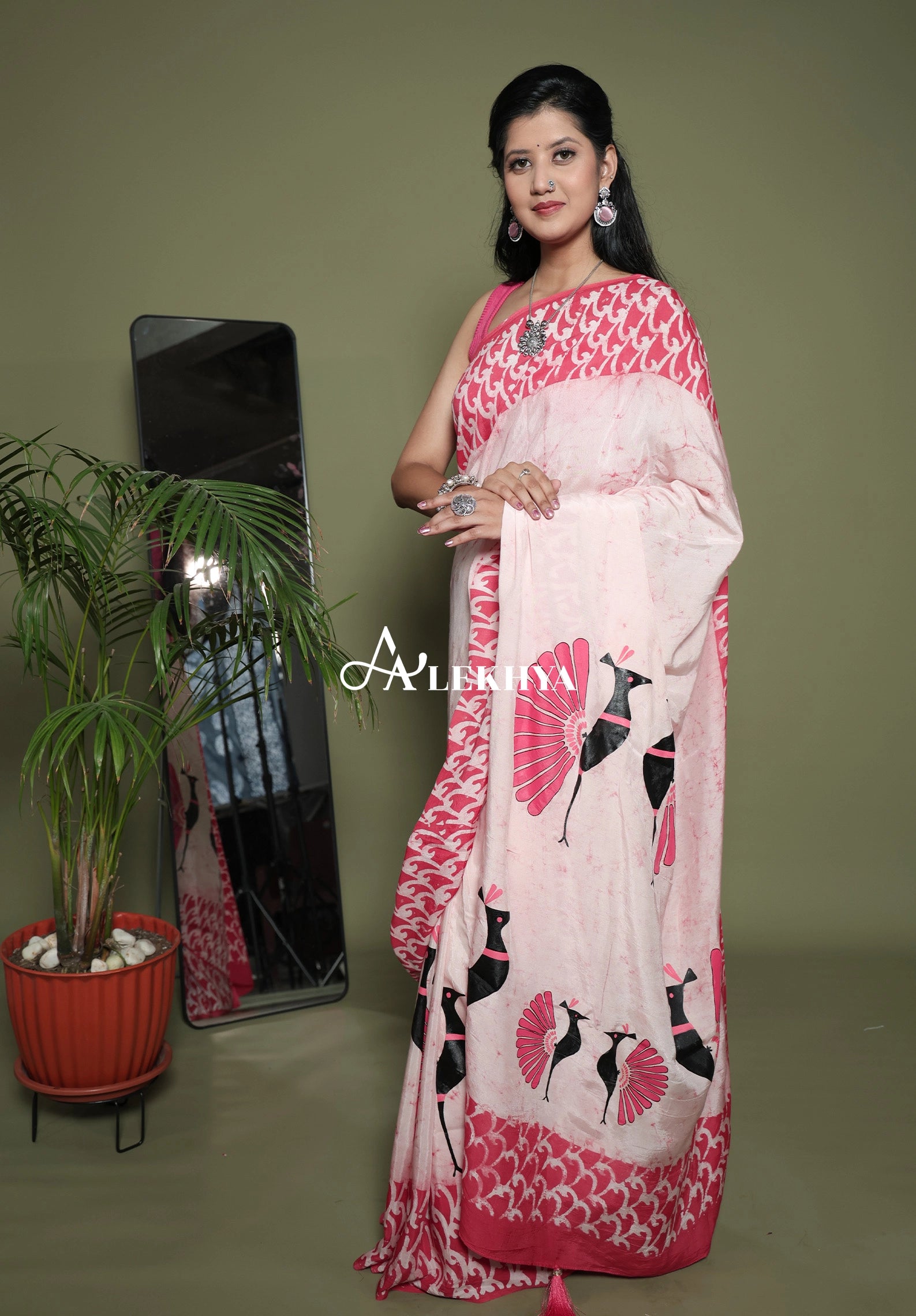 Pink batik Signature — Handcrafted Muslin Silk