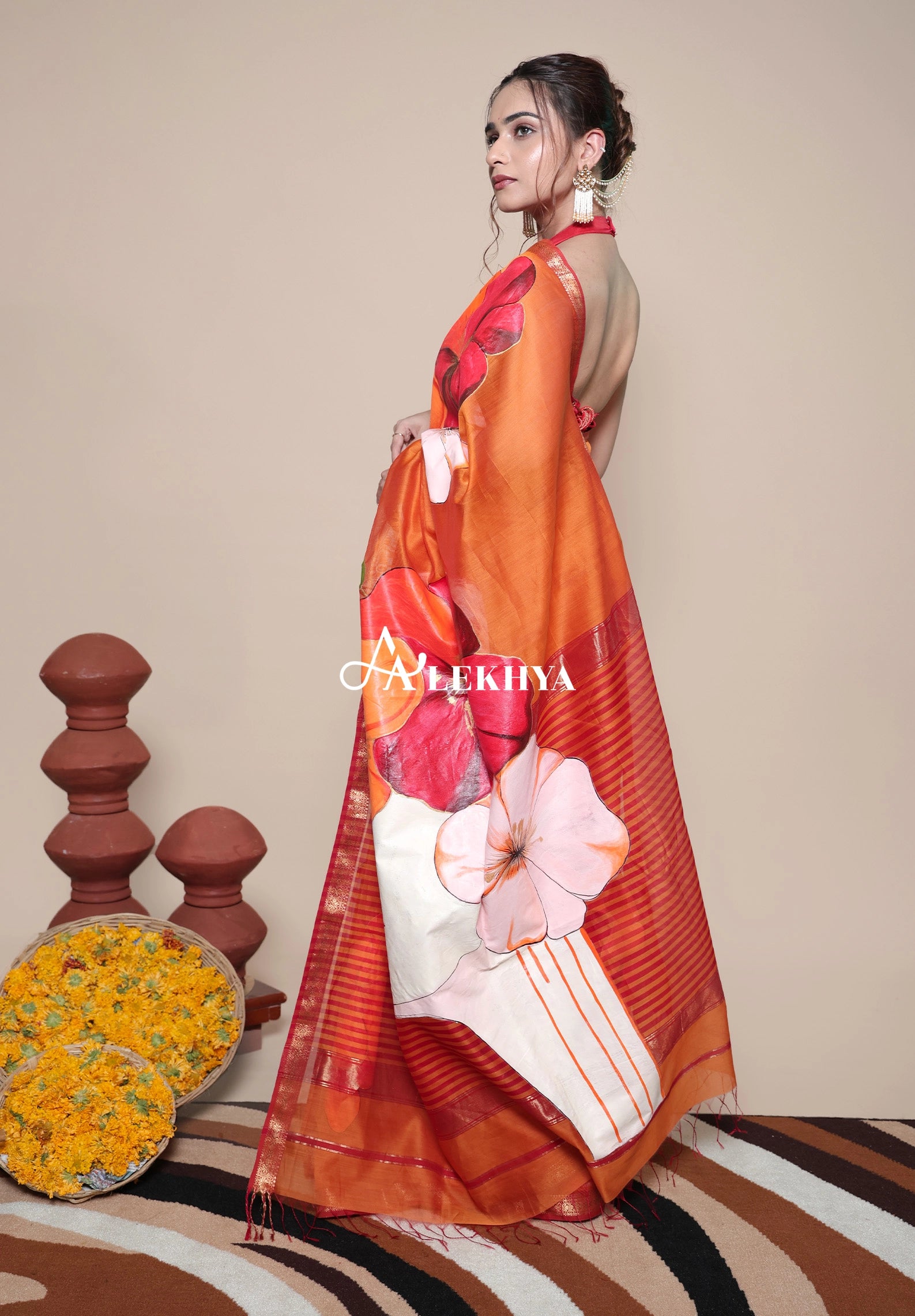 Floral Crown Beauty - Maheshwari Handloom Saree