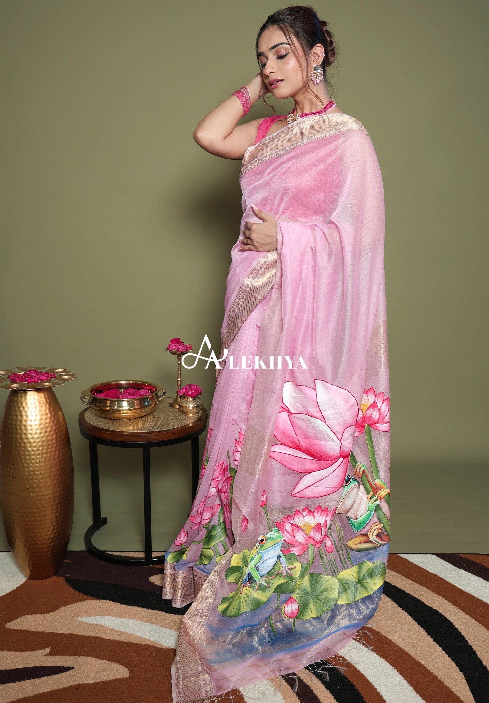 Frolic Frog - Maheshwari Handloom Saree