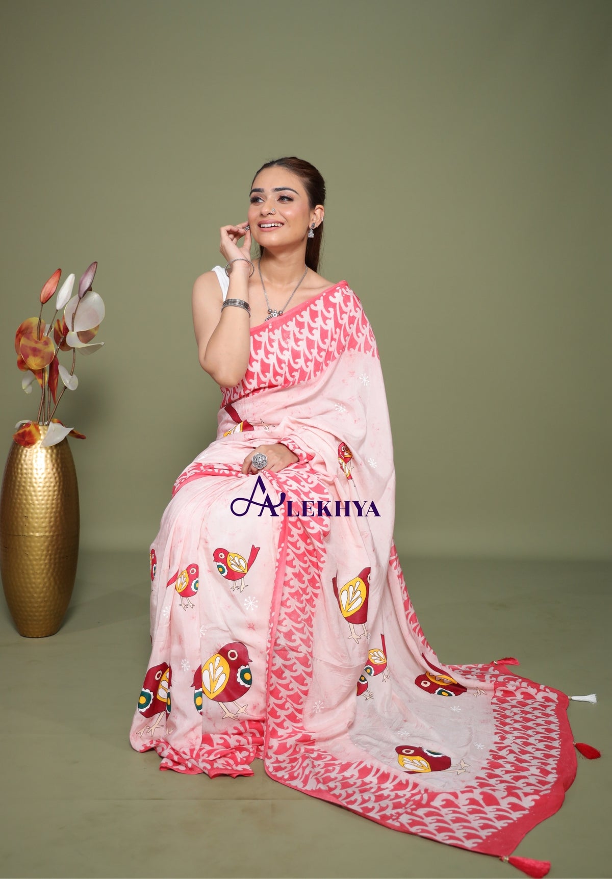 Playful Birds – Artisanal Batik - Handcrafted Muslin Silk