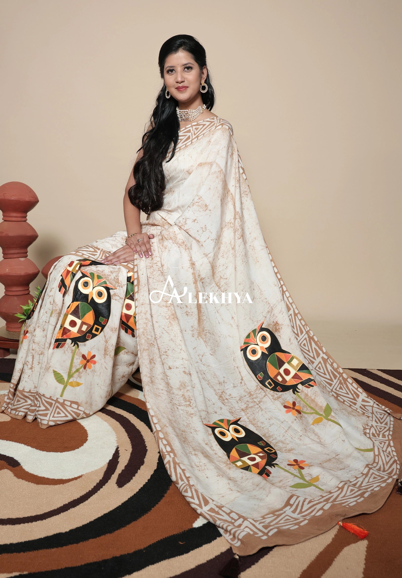 Cream batik  Signature — Handcrafted Muslin Silk