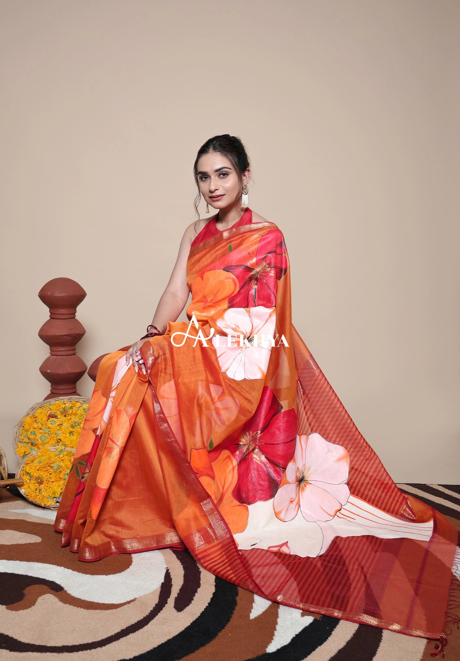 Floral Crown Beauty - Maheshwari Handloom Saree