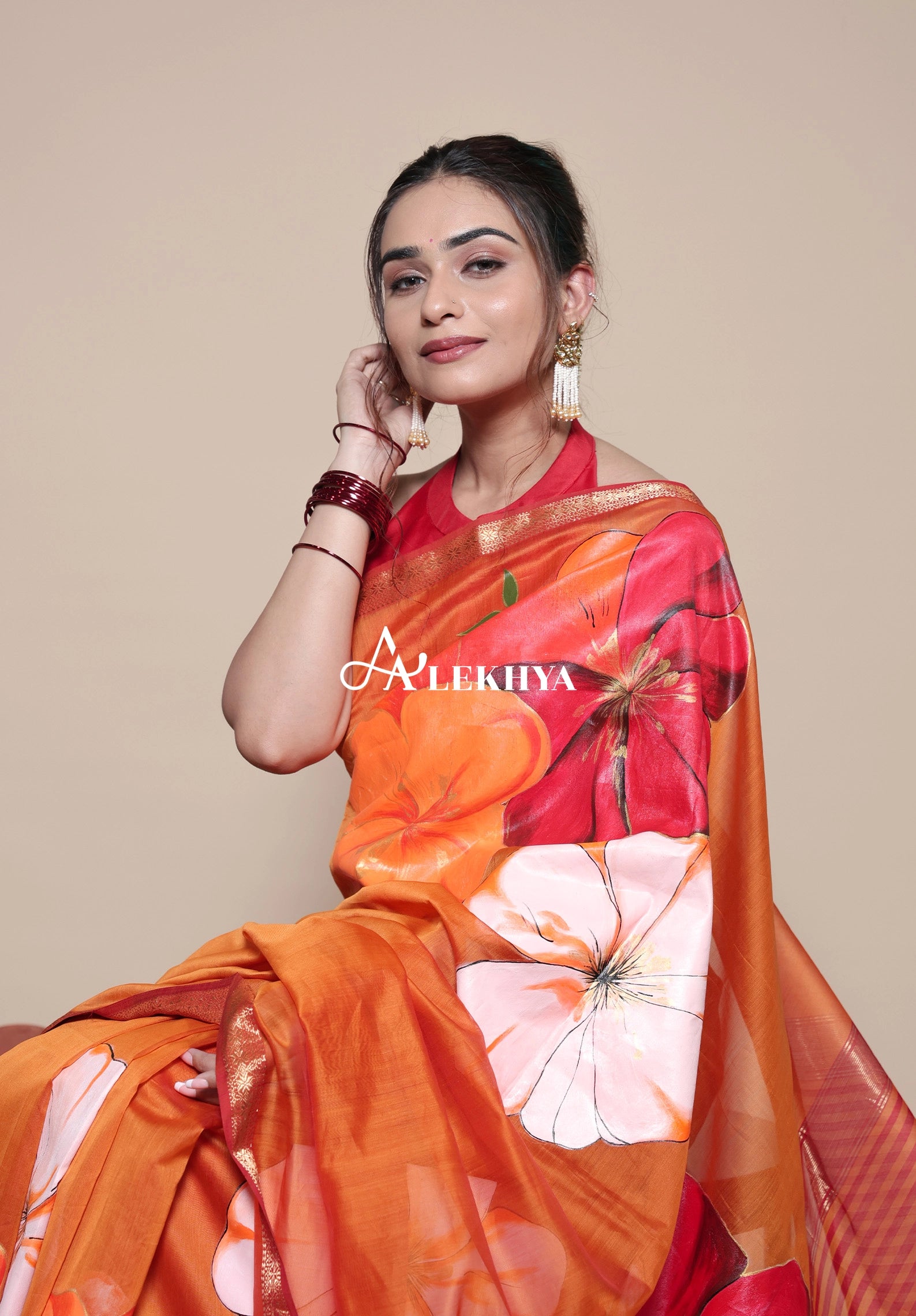 Floral Crown Beauty - Maheshwari Handloom Saree