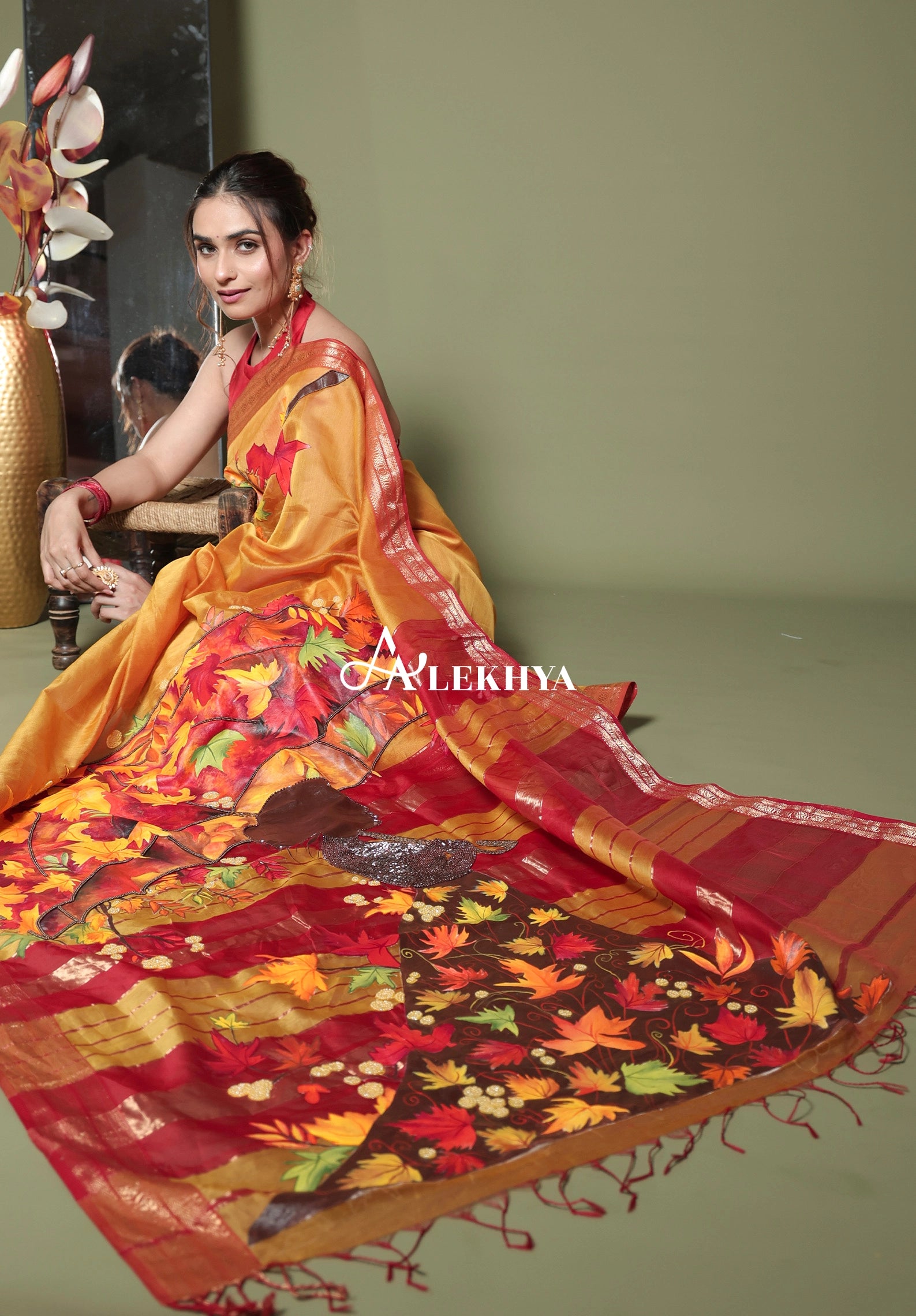 Eternal Autumn - Maheshwari Woven Grace