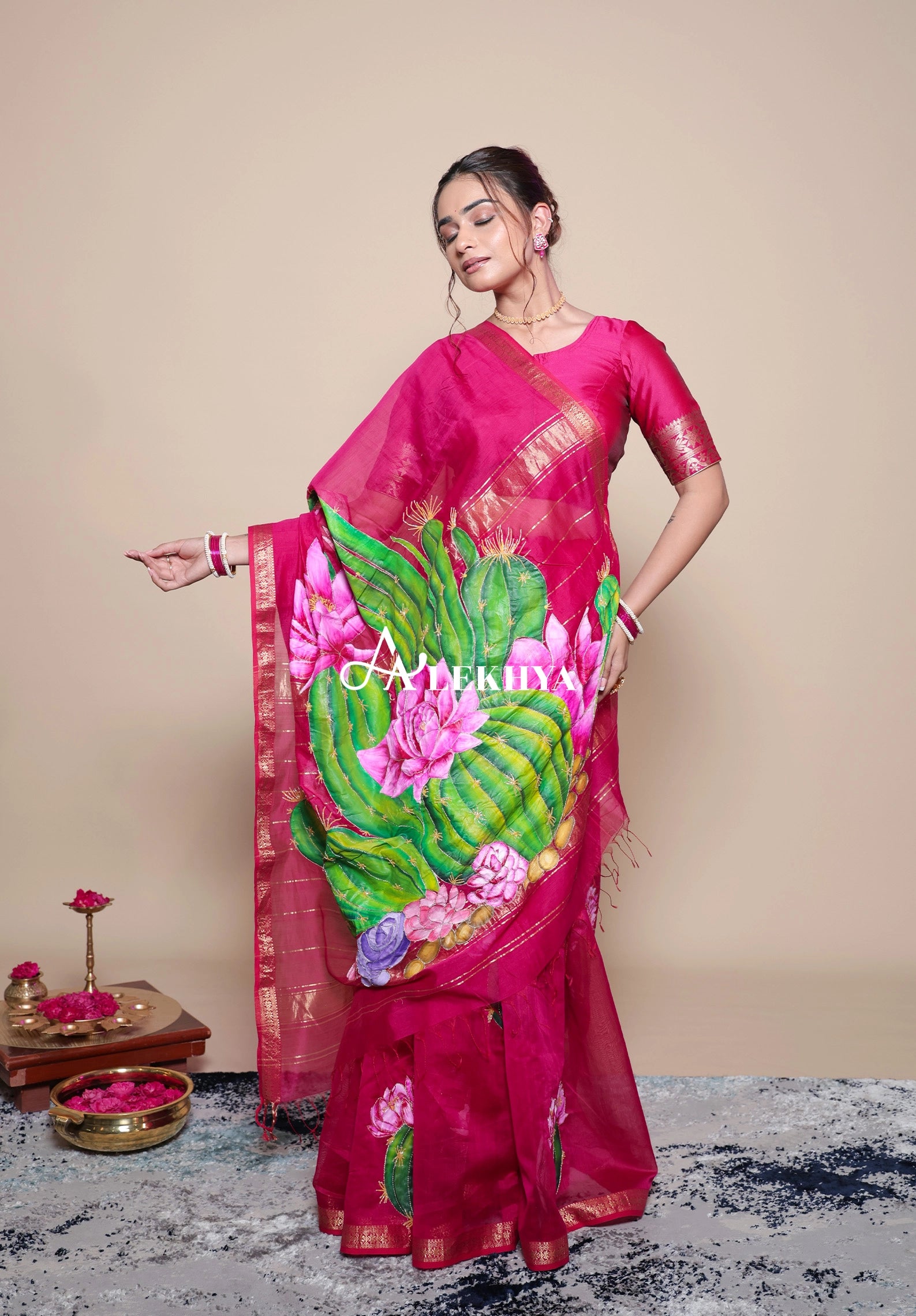 Desert Bloom-Maheshwari Handloom Saree