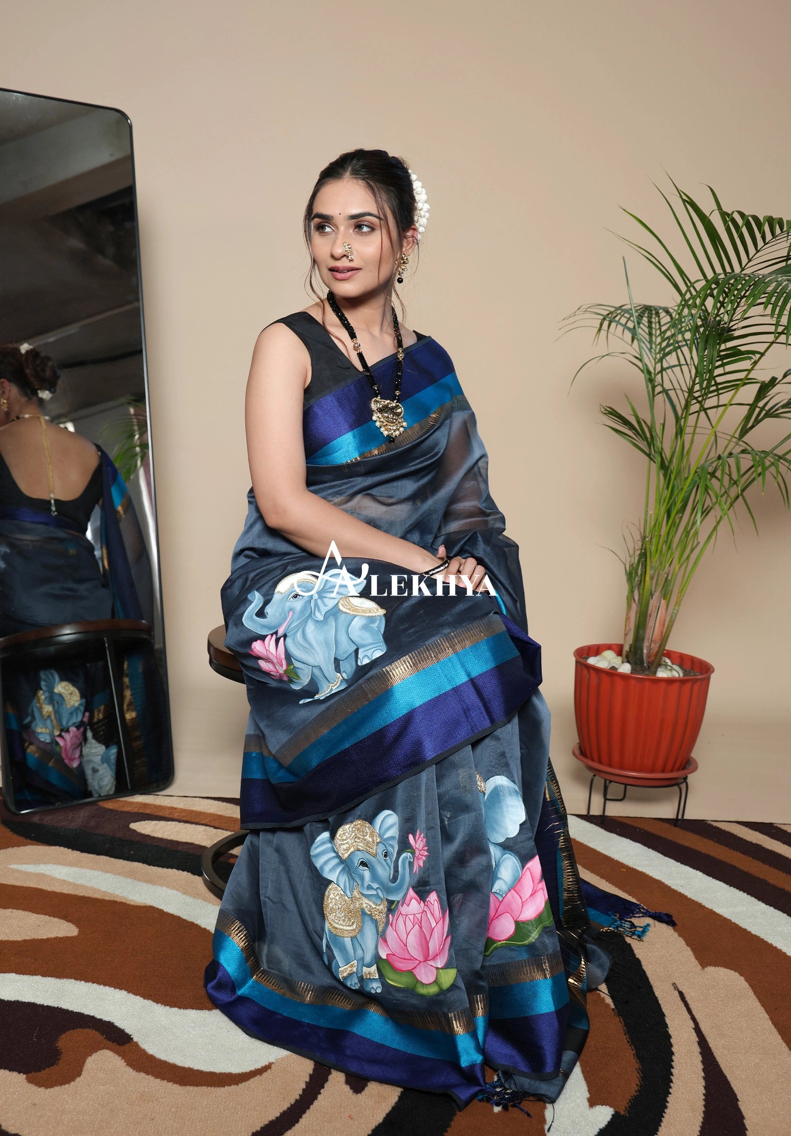 Bal Gajraj- Painted Stories Maheshwari Saree