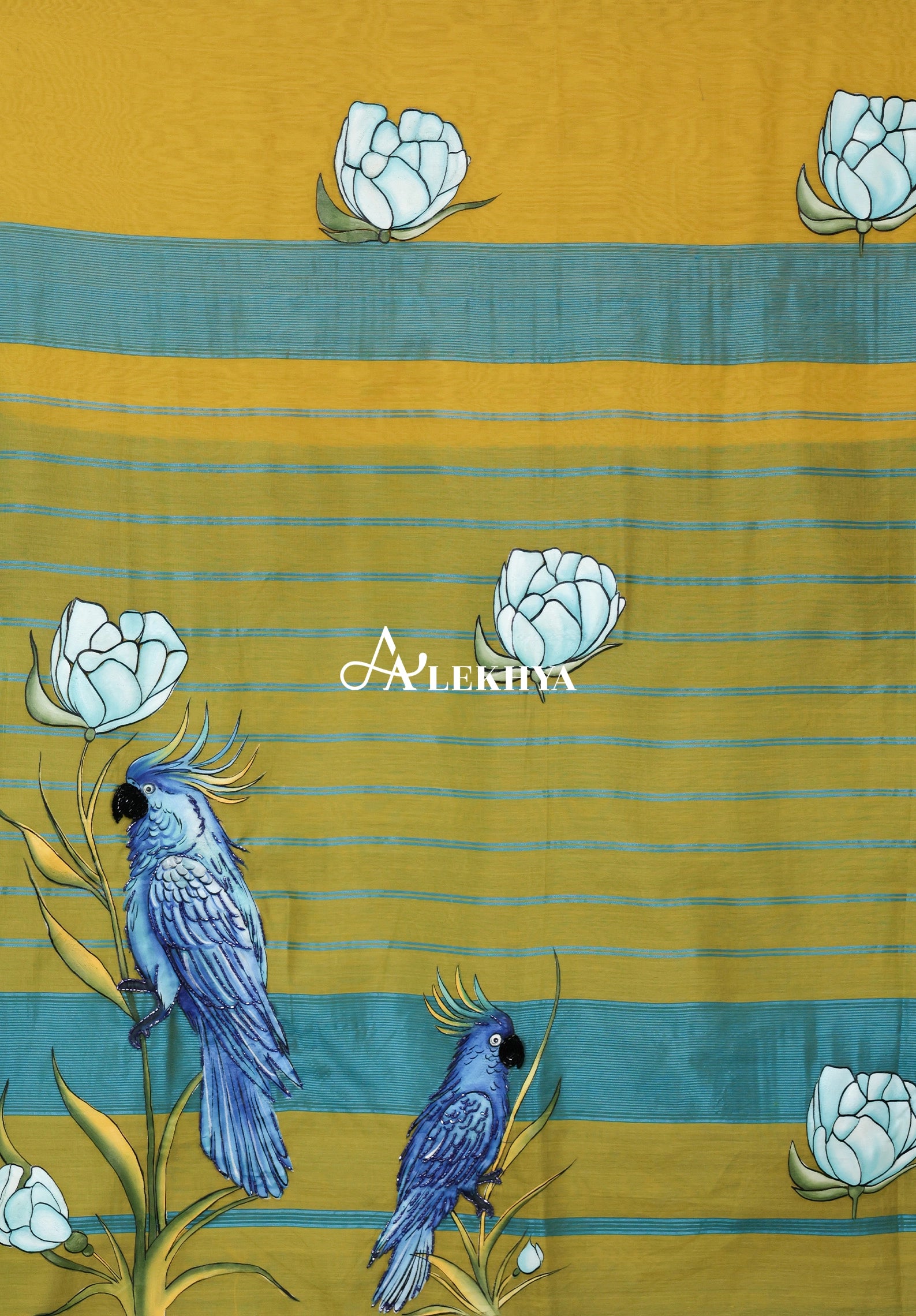Macaw Majesty- Maheshwari Handloom Saree
