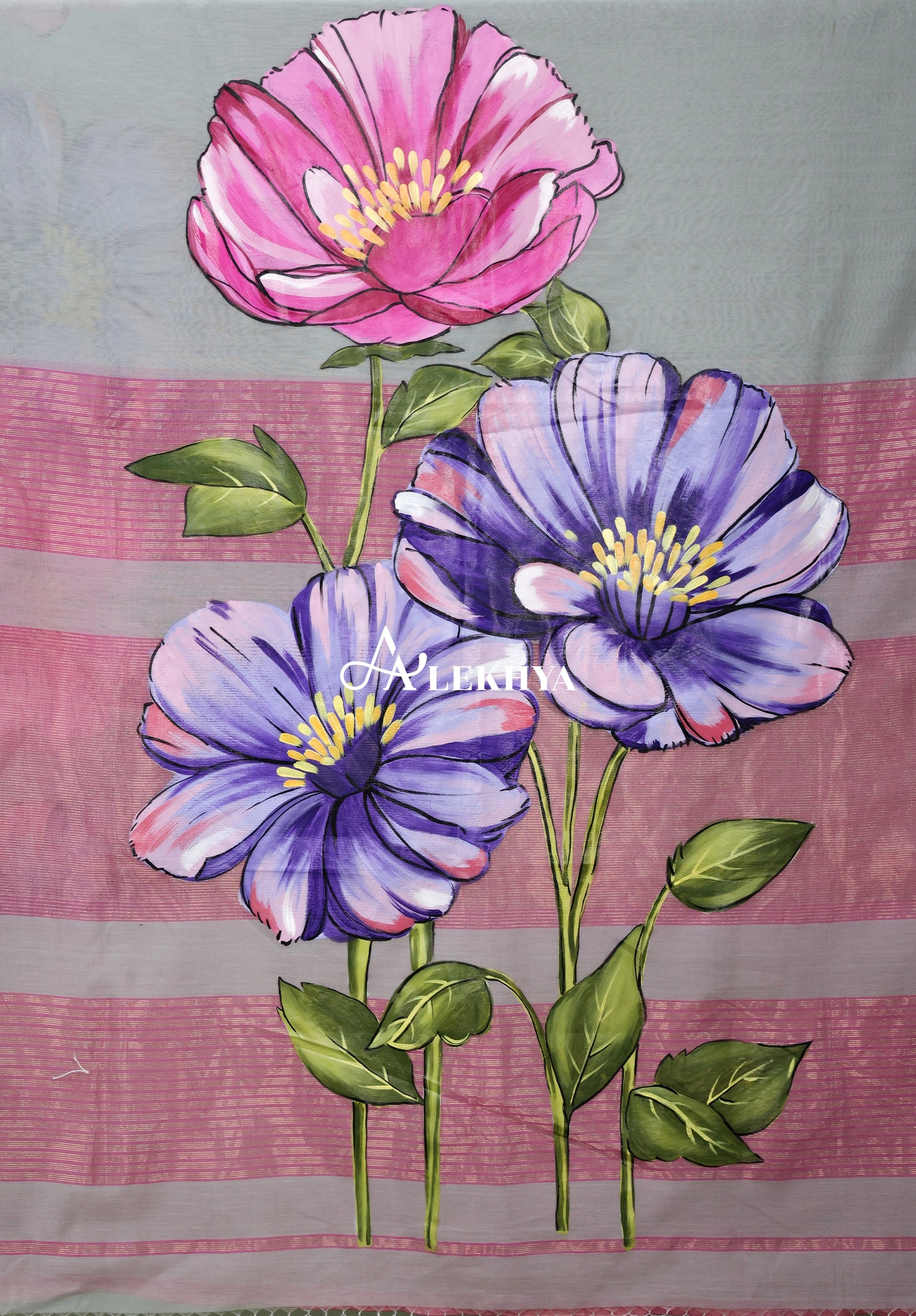 Blush Bloom Garden - Maheshwari Handloom Saree