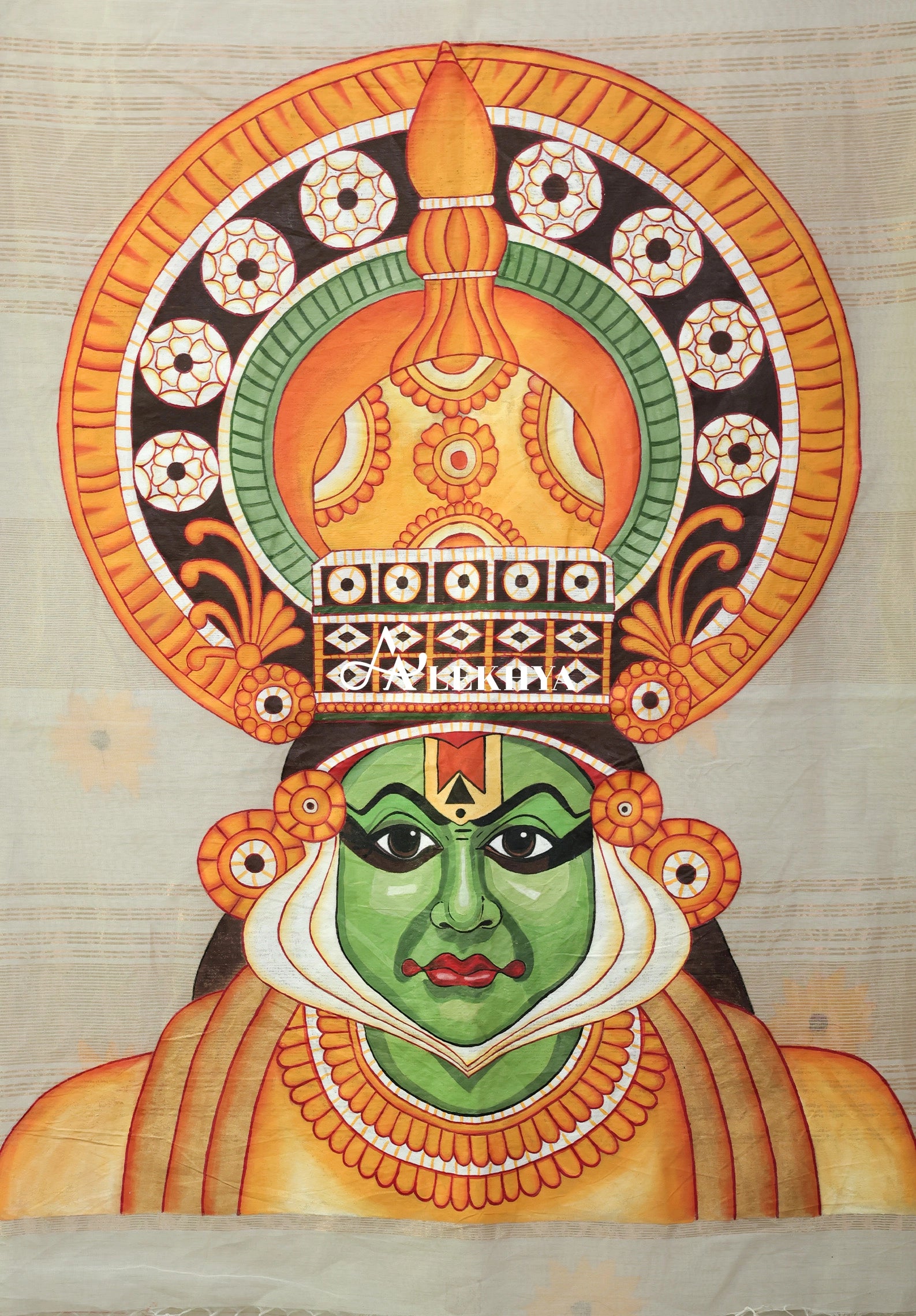 Kathakali Radiance – painted stories maheshwari woven grace